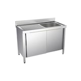 thumbnail of Plonge inox 1 bac et égouttoir sur placard P 550 mm-bac à droite longueur 1200mm