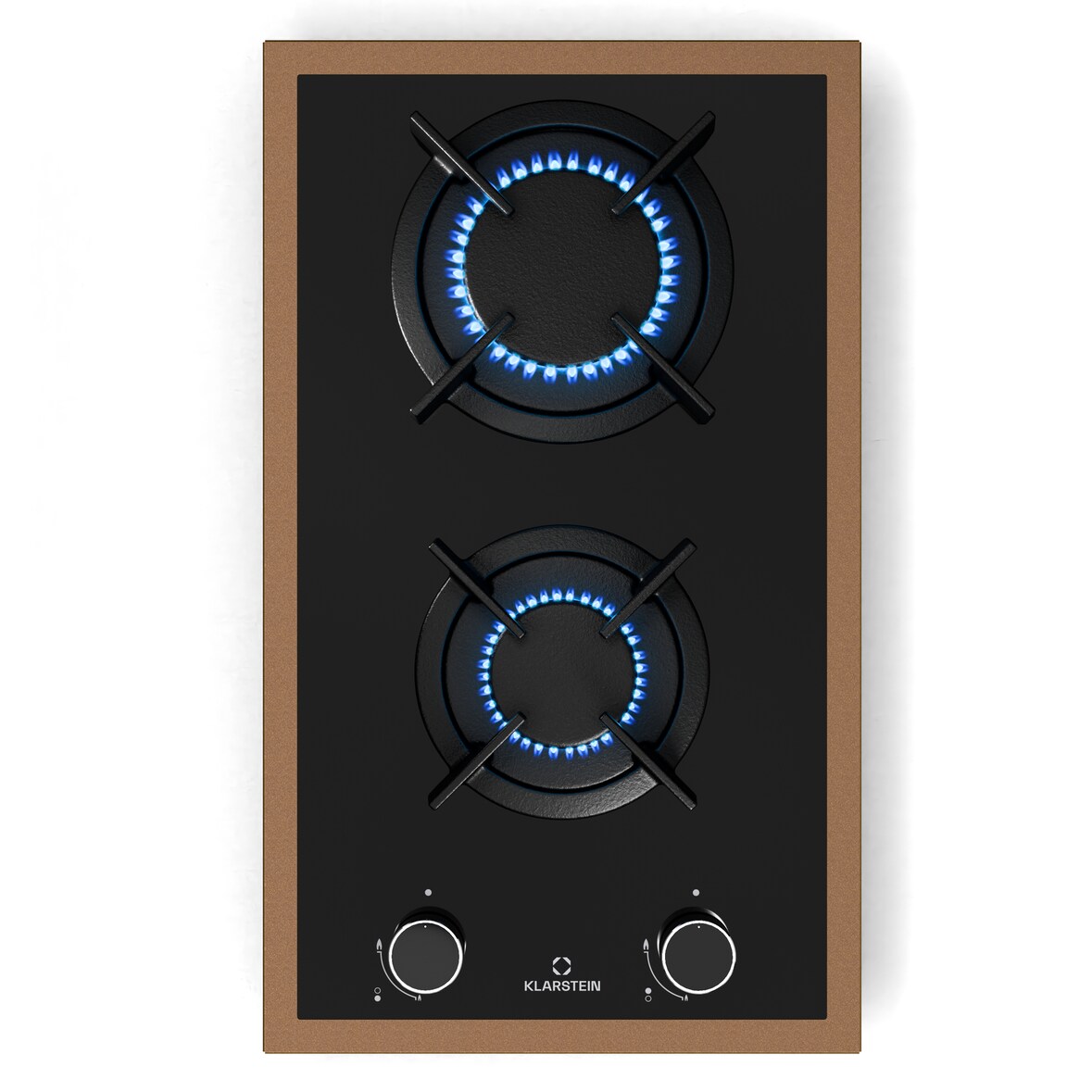 Lumiflame Gaskochfeld | 2 Brenner | Kupferrahmen | Elektrische Zündung | 4,2 kW Leistung Schwarz