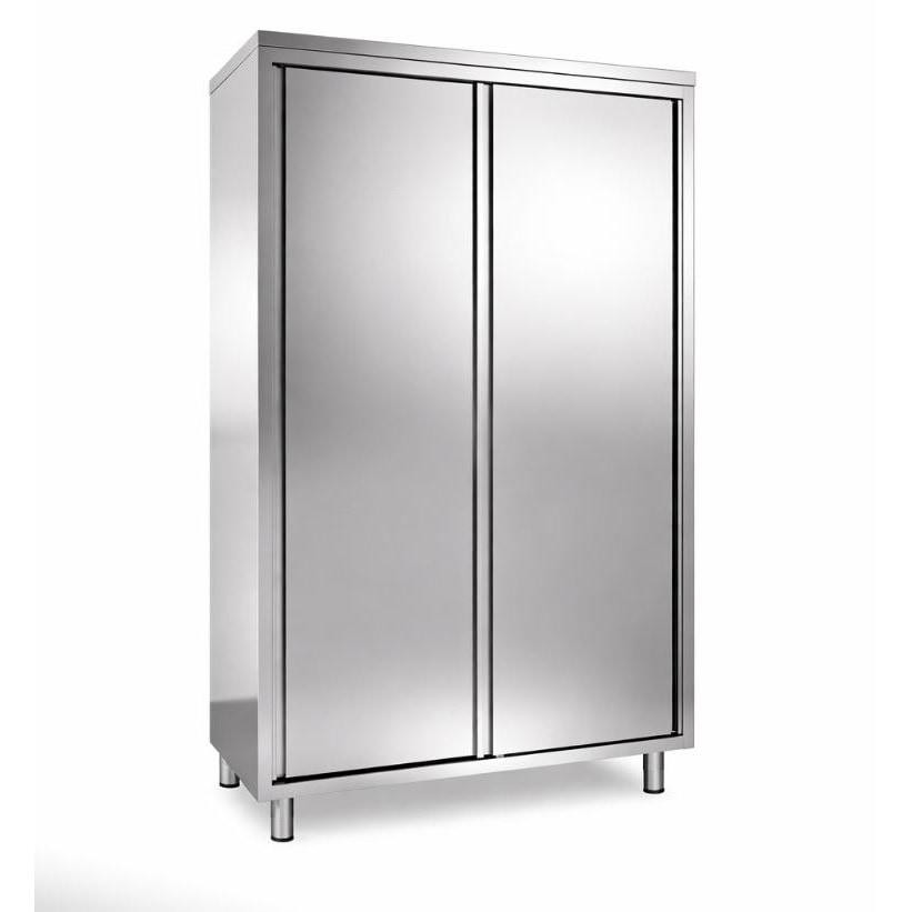 Geschirrschrank Edelstahl PREMIUM 1400x600x1800 mm – mit 2 Schiebetüren für Gastronomie & Großküche