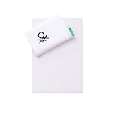 thumbnail of Benetton - 3-teiliges Einzelbett-Set: Bettlaken (160x240cm), Spannbetttuch (90x200cm), 1 Kissenbezug (45x115cm), 100 % weiße Baumwolle