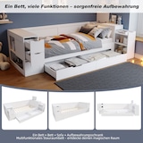 thumbnail of Multifunktionales Tagesbett mit Stauraum und Schublade aus Holz in Weiß flexibel als Sofa oder Schlafbett nutzbar 140x200 cm Weiß