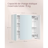 thumbnail of Helloshop26 - Armoire murale salle de bain placard avec miroir meuble de rangement 3 portes 60 x 15 x 55 cm avec étagère réglable 12_0004041