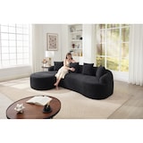 thumbnail of Kombinationssofa Chenille Schwarz, gebogenes Sofa mit Chaiselongue, modular, werkzeugfreie Montage