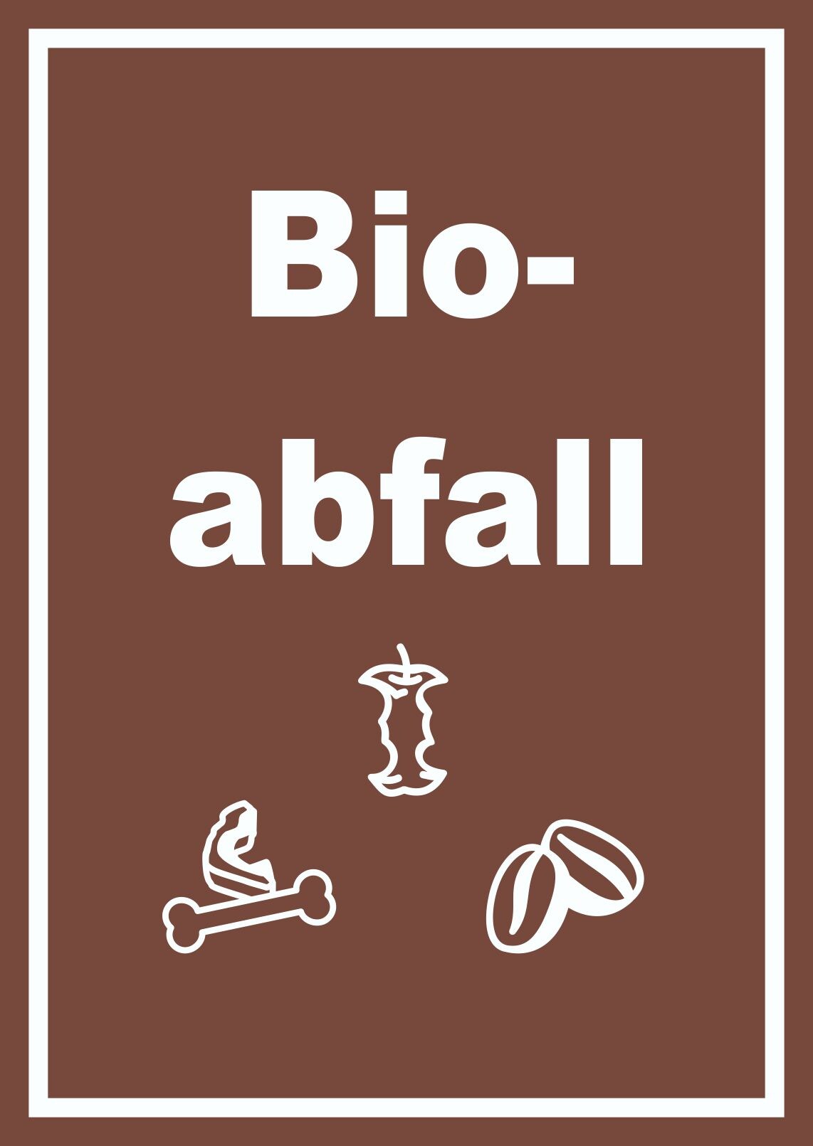 Bioabfall Mülltrennung Schild Text Symbol Essen hochkant A4 Rückseite selbstklebend
