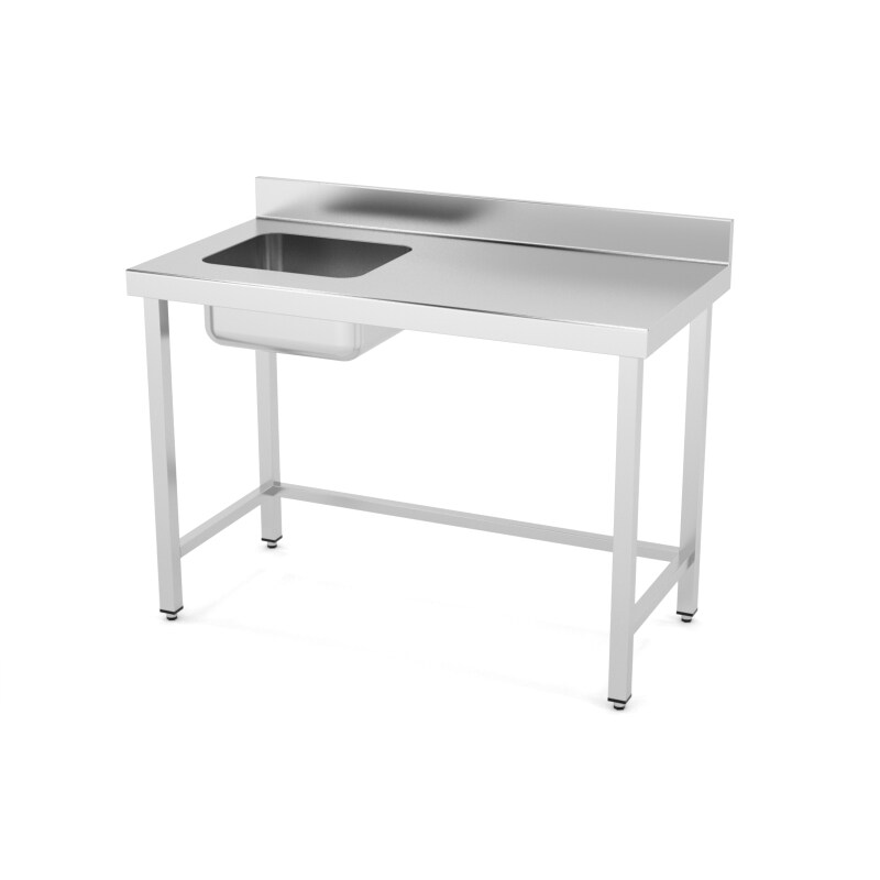 Mesa mural estándar marco refuerzo 1800x500x850mm Chef 1 cuba  400x340x200mm izquierda DESMONTADA.