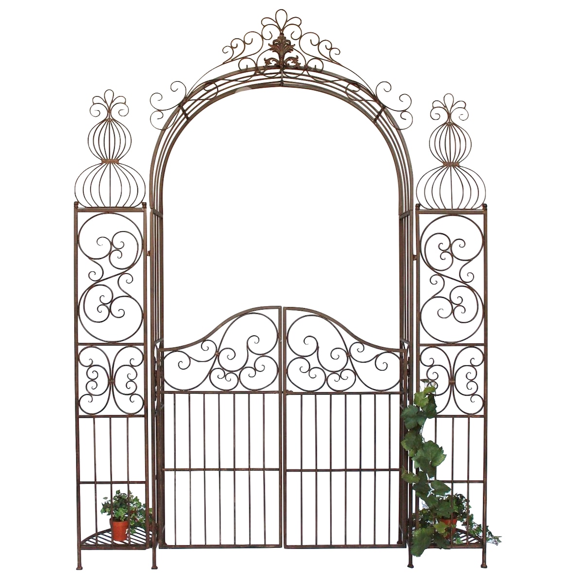 DanDiBo Rosenbogen mit Tür Tor aus Metall 120853 Rundbogen Antik Torbogen Gartentor Rankhilfe Schmiedeeisen