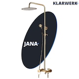 thumbnail of JANA | Juego de ducha de lluvia premium de acero inoxidable dorado brillante | Grifería de ducha de diseño sistema de ducha | completo con teleducha