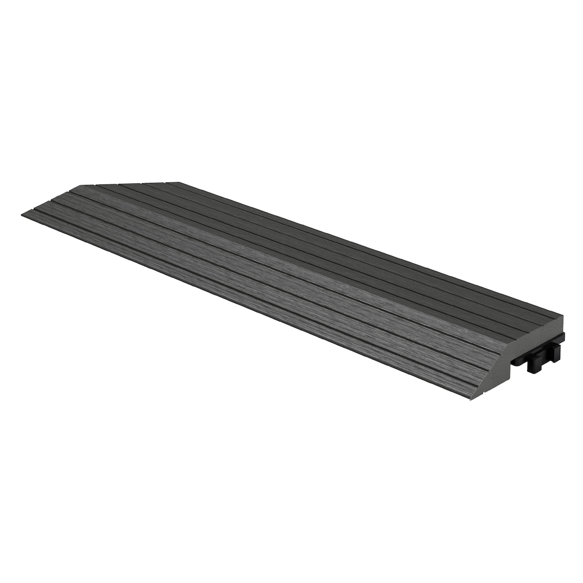 ML-Design WPC Abschlussleiste Ecke links Anthrazit für Terrassenfliesen, 38x2x7,5 cm, Holzoptik, Eckleiste geriffelt mit Klicksystem und Drainage