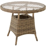 thumbnail of tectake Tuintafel van aluminium en rotan met glazen blad 91 x 73,5 cm  natuur - 403640
