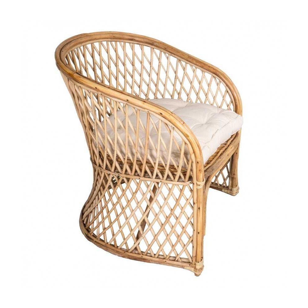 Fauteuil osier avec coussin -  H75 x L64 x P61 - Assise h43cm