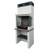 thumbnail of BBQ GLASS - Barbacoa simple construido con ladrillo gris y cemento, cemento pintado de blanco - 80x57x206cm