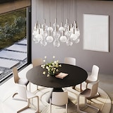 thumbnail of Zafferano LED-Pendelleuchte aus Aluminium und mundgeblasenem Borosilikatglas, warmes Licht 2700 K, Durchmesser 18 cm, Aluminiumfarbe