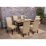 thumbnail of Set di 6 sedie da sala da pranzo Sedia da cucina Sedia M37 ~ Pelle, crema, piedi scuri