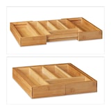 thumbnail of Relaxdays Besteckkasten Bambus, ausziehbarer Besteckeinsatz als Küchenorganizer, Schubladeneinsatz 5x29-48x34 cm, natur