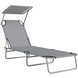 thumbnail of Outsunny tumbona de jardín plegable con toldo desmontable y regulable respaldo reclinable para terraza acampada al aire libre 187x58x36 cm