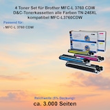 thumbnail of 4 Toner Set für Brother MFC-L 3760 CDW D&C-Tonerkassetten alle Farben TN-248XL kompatibel MFC-L3760CDW