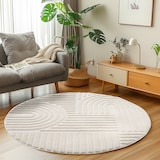 thumbnail of Carpetsale24 Teppich Rund 200 cm Creme, Hochflor Wohnzimmer Teppich, Weich & Flauschig, Skandinavisch Boho Stil, Langflor Shaggy, Pflegeleicht