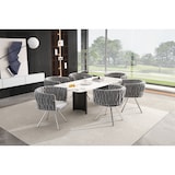 thumbnail of Merax Samt-Esszimmerstuhl, 6er set, Schlafzimmer-Drehstuhl, 360° drehbar Freizeit-Drehstuhl mit vier Stützbeinen aus Metall, Grau+Silber