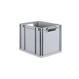 thumbnail of PROREGAL SuperSparSet 4x Eurobox NextGen Grip mit Auflagedeckel & 4 grünen Verschlüssen, HxBxT 32x30x40cm, 30L, Grau, Griffe offen, Eurobehälter