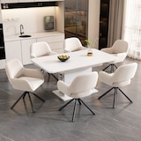 thumbnail of Esszimmerstuhl 2er Set drehbar mit Armlehnen Samt Beige Metallgestell modernes schlichtes Design hoher Sitzkomfort 80x60x60 cm