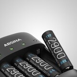 thumbnail of ABSINA Akku Ladegerät X4 für AA, AAA & 9V - Akkuladegerät 4-fach zum Laden von wiederaufladbaren Akkus - NiMH Ladegerät Akku Batterieladegerät