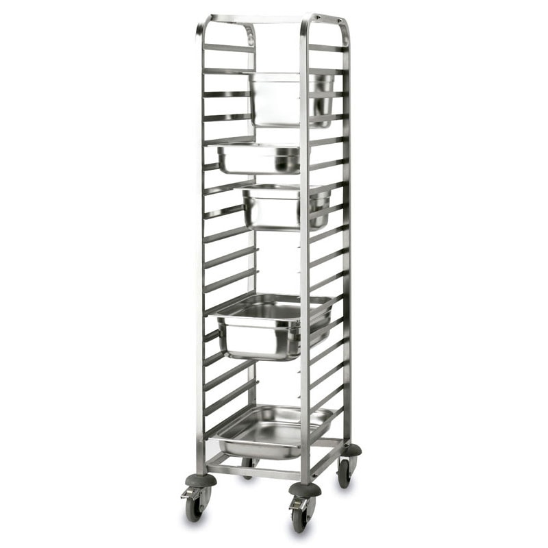 LACOR 66118 Schalenwagen, 18/10 staal, 17 plateaus, GN 2/1