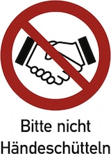 thumbnail of Aufkleber Bitte nicht Händeschütteln, Kombischild, Folie, 210x297 mm