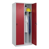 thumbnail of C+P Spind Classic PLUS, 2 Abteile, HxBxT 185x80x50cm, Sicherheitsdrehriegel, Hellgrau/Rubinrot von PROREGAL