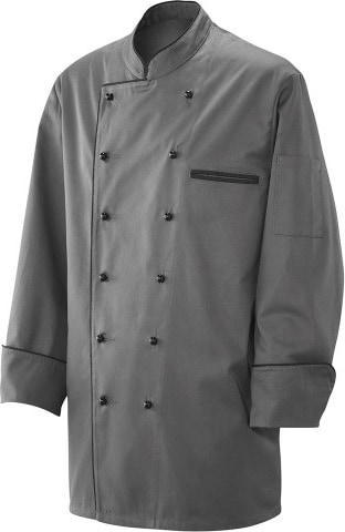 208 - Kochjacke langarm, Fb. silbergrau, mit Paspel schwarz : silbergrau 65% Polyester 35%Baumwolle 220 g/m² 3XL