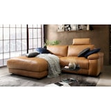 thumbnail of KAWOLA Sofa LOLA Ecksofa Leder cognac mit motorischer Relaxfunktion Recamiere links