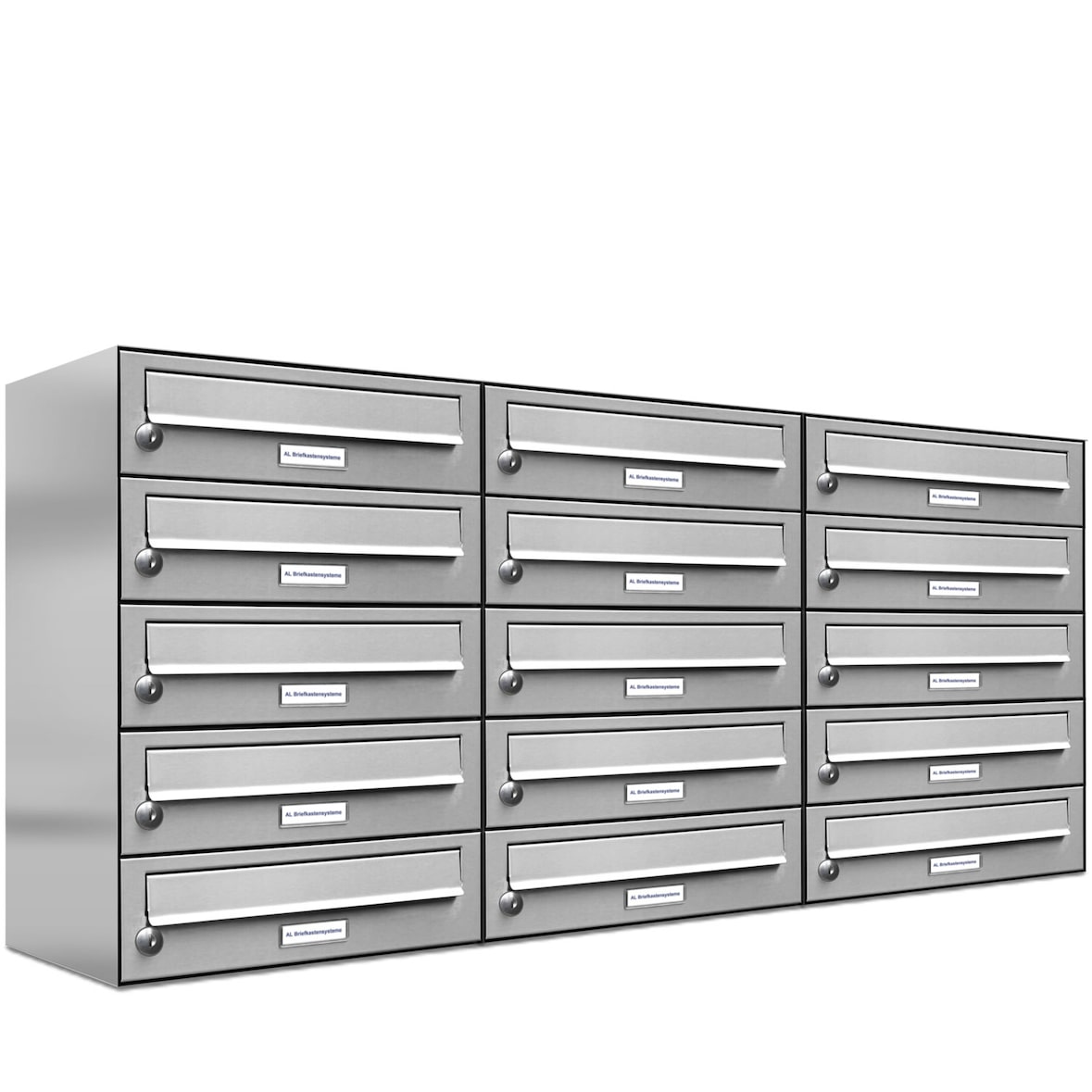 AL Briefkastensysteme 15 Fächer Premium Edelstahl Wand Briefkasten Anlage für Post A4, modern, robust und wetterfest, Artikelnummer: 132T15EA3