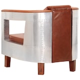 thumbnail of vidaXL Fauteuil luchtvaartstijl echt leer bruin