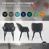 thumbnail of Esszimmerstühle 6er Set Anthrazit, Küchenstuhl mit dickem Samtstoff gepolsterter Sitz, Metallbeinen, Wohnzimmerstuhl mit Rücken- und Armlehnen