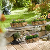 thumbnail of Relaxdays Blumenkasten, 3er Set, Holz, Lattenoptik, Fensterbank und Balkon, HxBxT 12 x 45 x 19,5 cm, Balkonkasten, natur