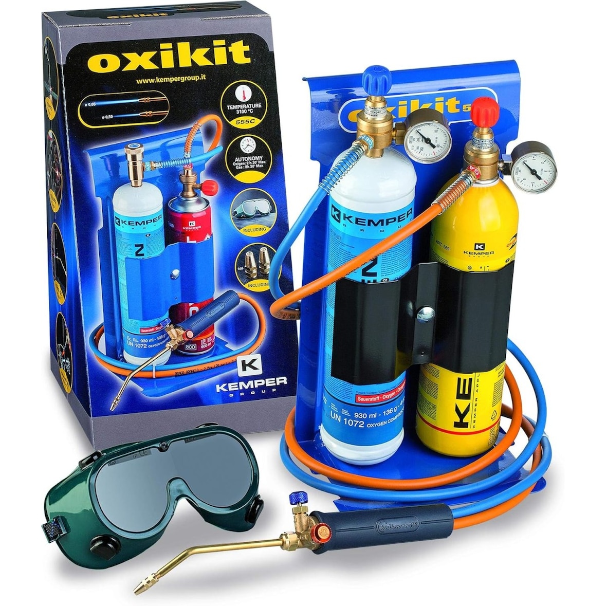 Chalumeau Bi-Gaz Oxygène Propane Pro 3300°C : Kit Complet Soudage & Brasage, Coupe Acier 5 mm, Détendeurs, Manomètres KEMPER