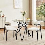 thumbnail of Esstisch rund Glas Schwarz 90x90x78  mit Hartglasplatte Metallbeinen verstellbaren Füßen, platzsparend für Küche Esszimmer Wohnzimmer