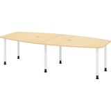 thumbnail of bümö Konferenztisch oval 280x130 cm großer Besprechungstisch in Ahorn, Besprechungstisch mit Gestell in weiß, Meetingtisch für 10 Personen, XXL-Tisch