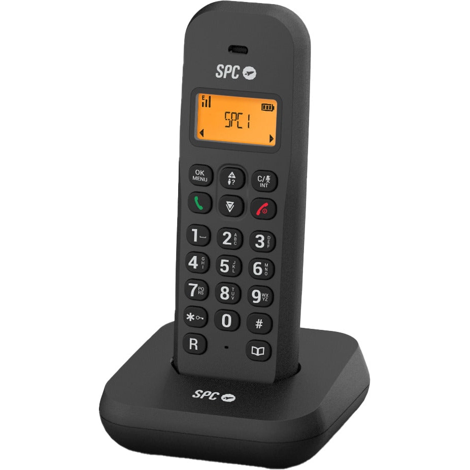 SPC Keops - Zwarte draadloze vaste telefoon met verlicht display en nummerweergave
