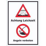 thumbnail of Achtung Laichzeit Angeln verboten hochkant Schild A4 Rückseite selbstklebend