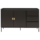 thumbnail of Sideboard HWC-O39, Kommode Schrank Anrichte, 3 Schubladen 2 Türen, Holz Melamin 80x130x42cm ~ Holzoptik schwarz