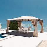 thumbnail of Gazebo Da Giardino 3x4 M Con Tende Laterali Richiudibili Struttura In Acciaio Robusto Copertura Impermeabile 180 g/m² 4 Teli Laterali Esterno Ecrù