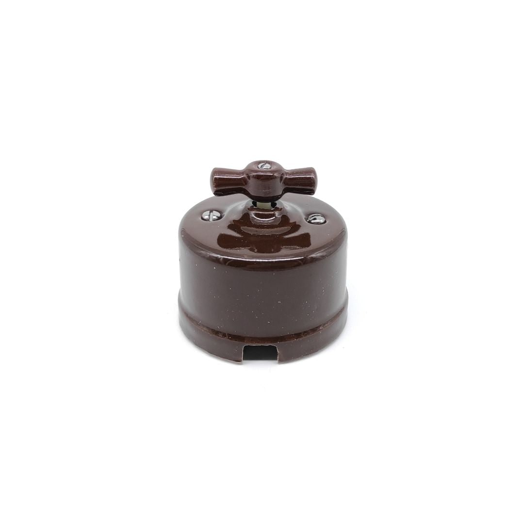 F-LINE Interruptor Conmutador Superficie de Porcelana Marrón 10A 250V