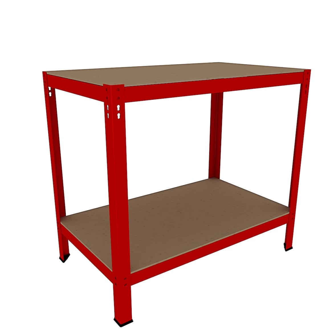 Banco Tavolo Da Lavoro Senza Bulloni In Acciaio Metallo e MDF Portata Fino 550 Kg 2 Ripiani Regolabili Garage Officina Cantina 90 x 100 x 60 cm Rosso