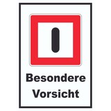thumbnail of Gebot besondere Vorsicht walten zu lassen Schild mit Text A6 Rückseite selbstklebend