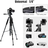 thumbnail of Tripode Profesional de Aluminio 170cm portatil, con Soporte de Teléfono, Cabezal Giratorio Desmontable 360º