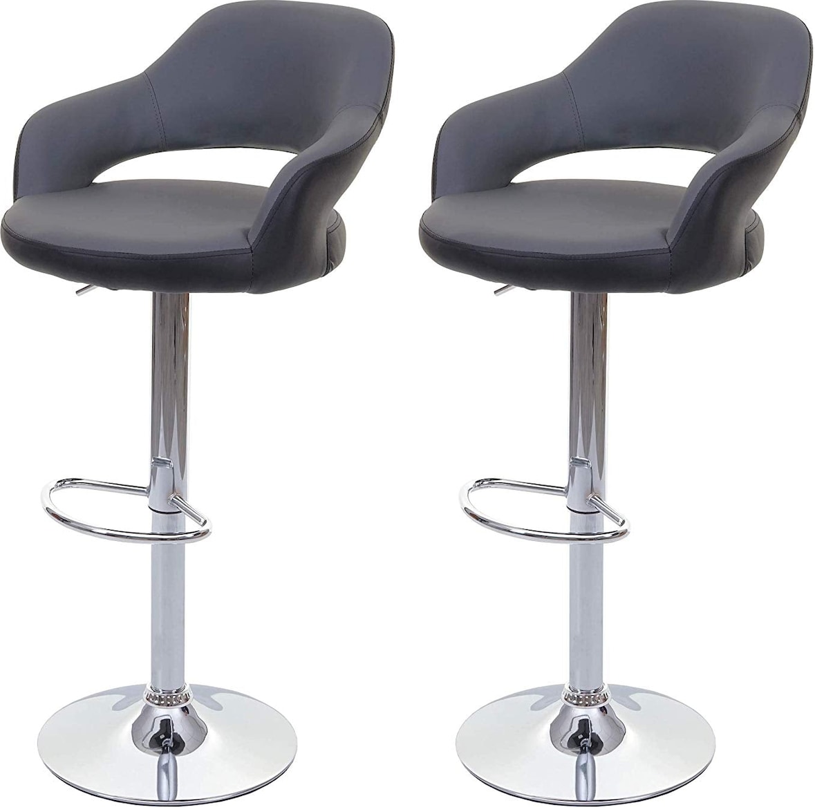 Décoshop26 - Set aus 2 Barhockern mit grauer und schwarzer Rückenlehne aus Kunststoff drehbar und höhenverstellbar TDB04042