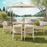 thumbnail of Merax Gartenmöbel Set 6-Sitzer, Outdoor Essgruppe mit Tisch und Stühlen, WPC Tisch Holzoptik, Eisengestell weiß, PE Rattan
