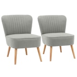 thumbnail of Lot de 2 fauteuils style crapaud en tissu gris clair