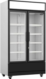 thumbnail of Kühlschrank BONGO | 2x Glastür & Display | 670 Liter, HxBxT 197,3x112x61cm | +1/+10°C | Grau, Front Schwarz | + CHEFGASTRO Geschirrtuch