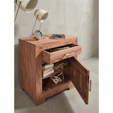 thumbnail of Nachttisch MUMBAI Massivholz Akazie Design Nachtkommode 60 cm mit Schublade und Tür Nachtschrank für